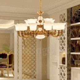 Lustre de luxo integrado clássico tradicional de metal com 15 luzes
