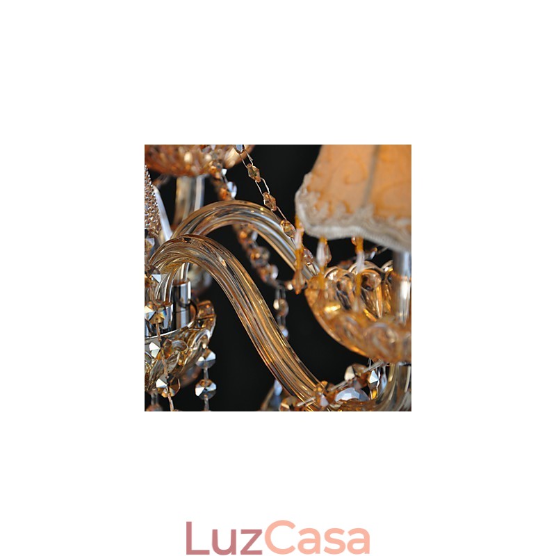 Lustre Cristal Tradicional Clássico Vidro 6 Luzes