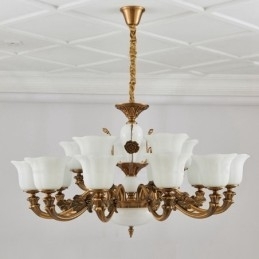 Lustre de luxo integrado clássico tradicional de metal com 15 luzes