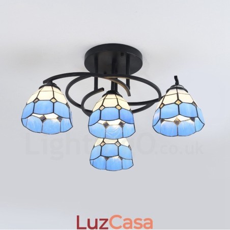 Lustre integrado estilo mediterrâneo de 4 luzes Lustre integrado estilo mediterrâneo de 4 luzes