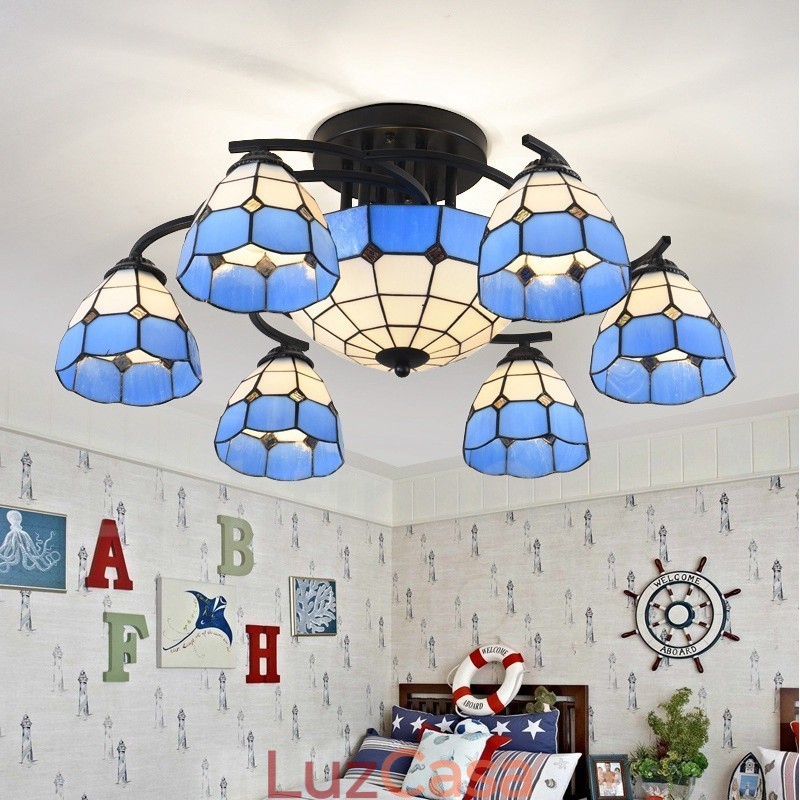 Lustre integrado estilo mediterrâneo de 9 luzes