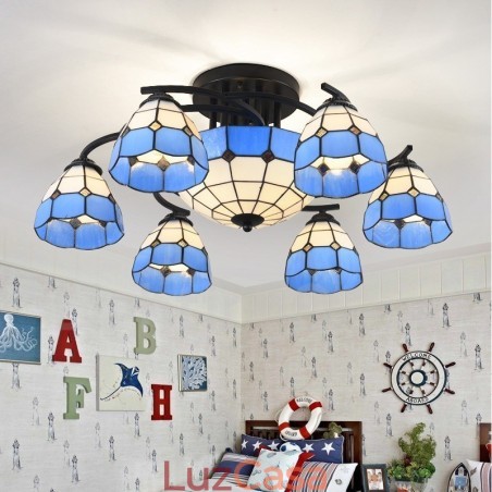 Lustre integrado estilo mediterrâneo de 9 luzes Lustre integrado estilo mediterrâneo de 9 luzes