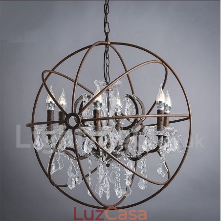 Diâmetro 60CM 80CM Pintura de Cristal Vintage Lustre de Metal Cor Enferrujada Luz Pendente Diâmetro 60CM 80CM Pintura de Cristal Vintage Lustre de Metal Cor Enferrujada Luz Pendente