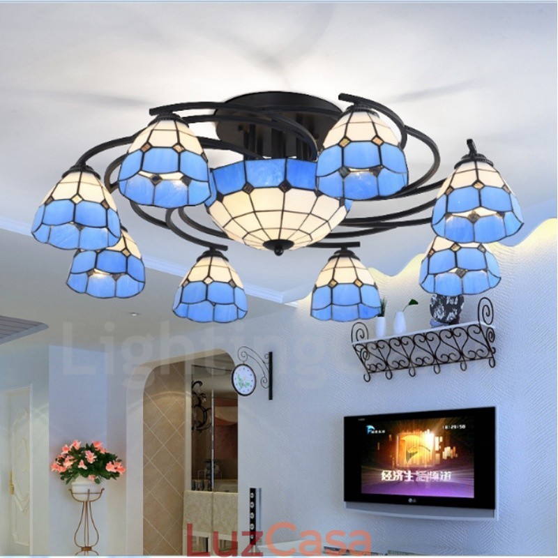 Lustre integrado estilo mediterrâneo de 11 luzes