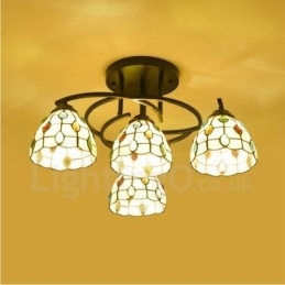 Lustre integrado estilo mediterrâneo de 4 luzes