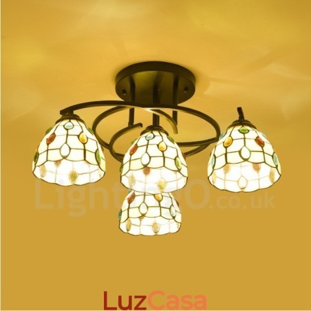 Lustre integrado estilo mediterrâneo de 4 luzes Lustre integrado estilo mediterrâneo de 4 luzes