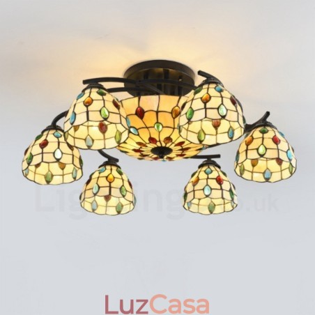 Lustre integrado estilo mediterrâneo de 9 luzes