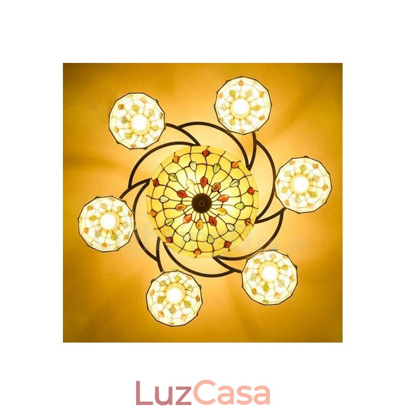 Lustre integrado estilo mediterrâneo de 9 luzes