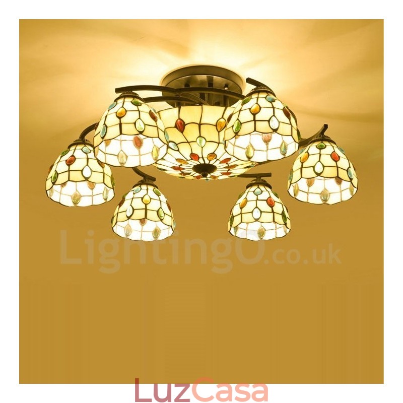Lustre integrado estilo mediterrâneo de 9 luzes