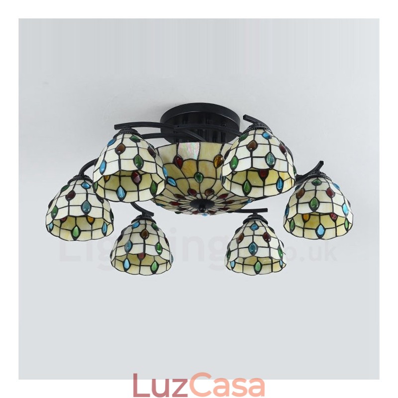 Lustre integrado estilo mediterrâneo de 9 luzes
