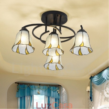 Lustre de metal integrado estilo mediterrâneo com 4 luzes para banheiro Lustre de metal integrado estilo mediterrâneo com 4 luzes para banheiro