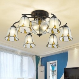 Lustre de metal integrado estilo mediterrâneo com 9 luzes para banheiro