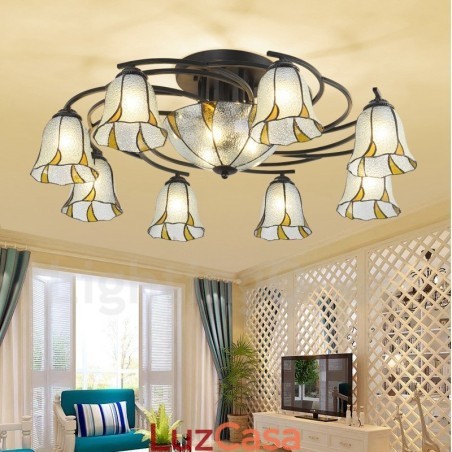 Lustre de metal integrado estilo mediterrâneo com 11 luzes para banheiro Lustre de metal integrado estilo mediterrâneo com 11 luzes para banheiro