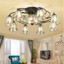 Lustre de metal integrado estilo mediterrâneo com 11 luzes para banheiro