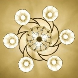 Lustre de metal integrado estilo mediterrâneo com 9 luzes para banheiro