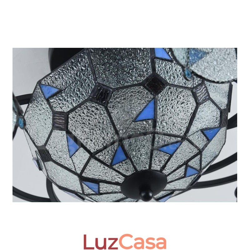 Lustre de metal integrado estilo mediterrâneo com 9 luzes para banheiro