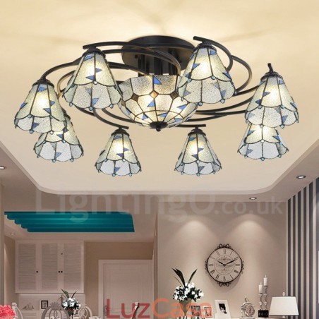 Lustre de metal integrado estilo mediterrâneo com 11 luzes para banheiro Lustre de metal integrado estilo mediterrâneo com 11 luzes para banheiro