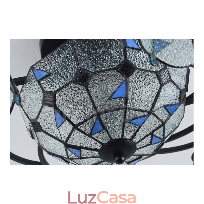 Lustre de metal integrado estilo mediterrâneo com 11 luzes para banheiro