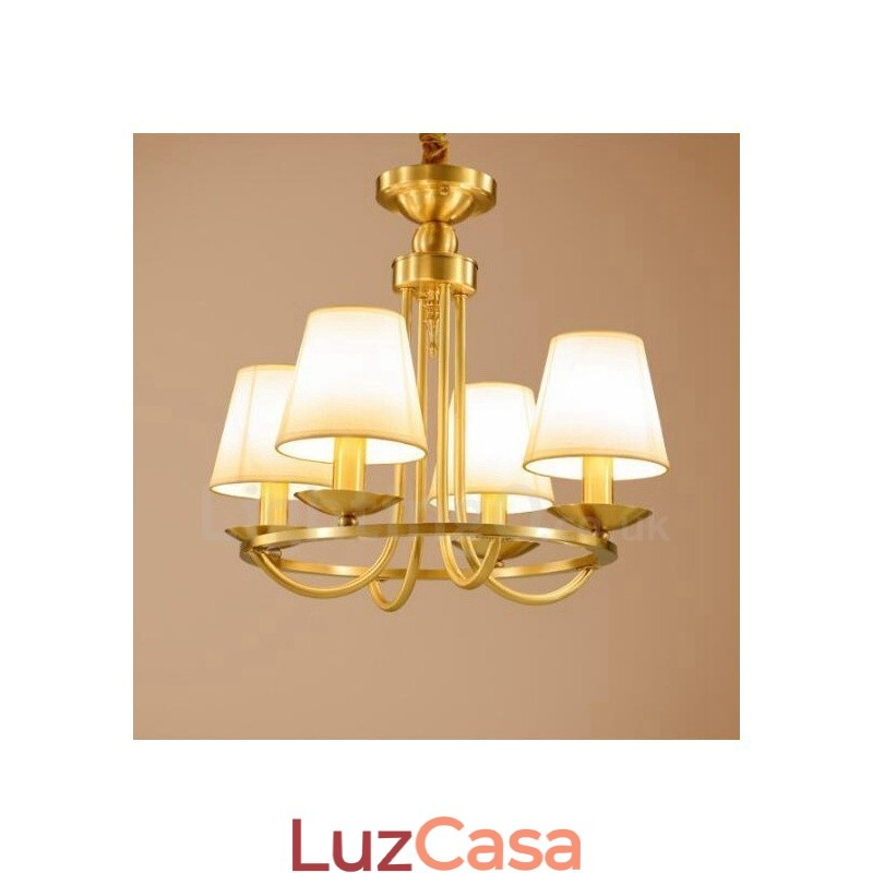 Lustre de cobre integrado de metal rústico com 4 luzes