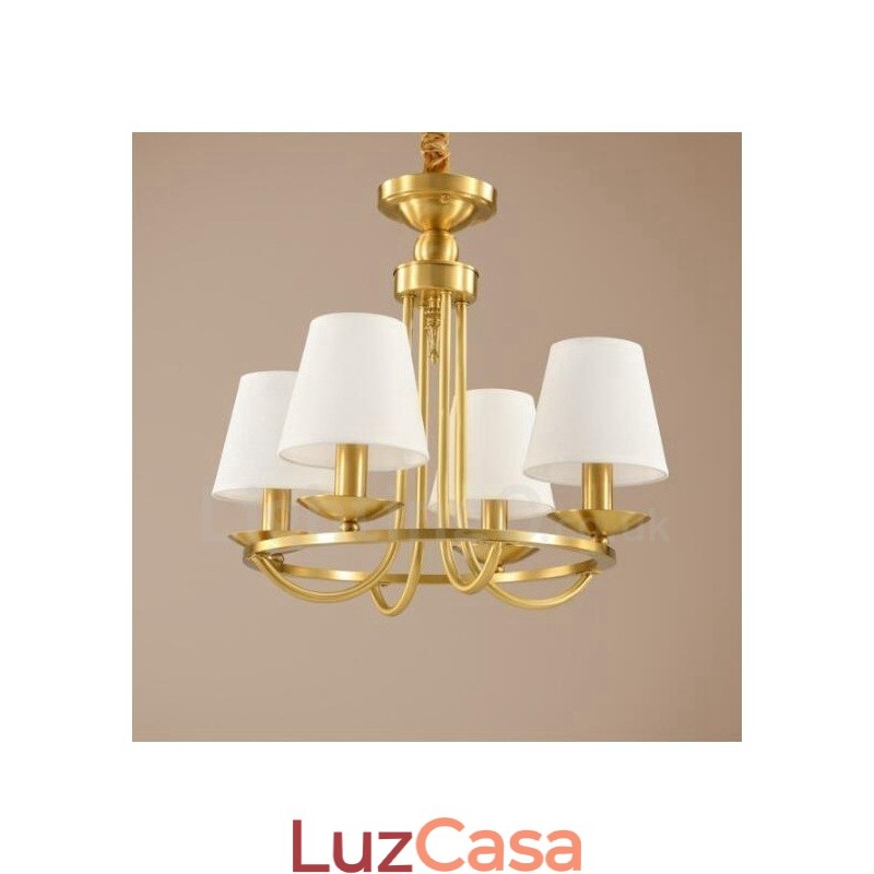 Lustre de cobre integrado de metal rústico com 4 luzes