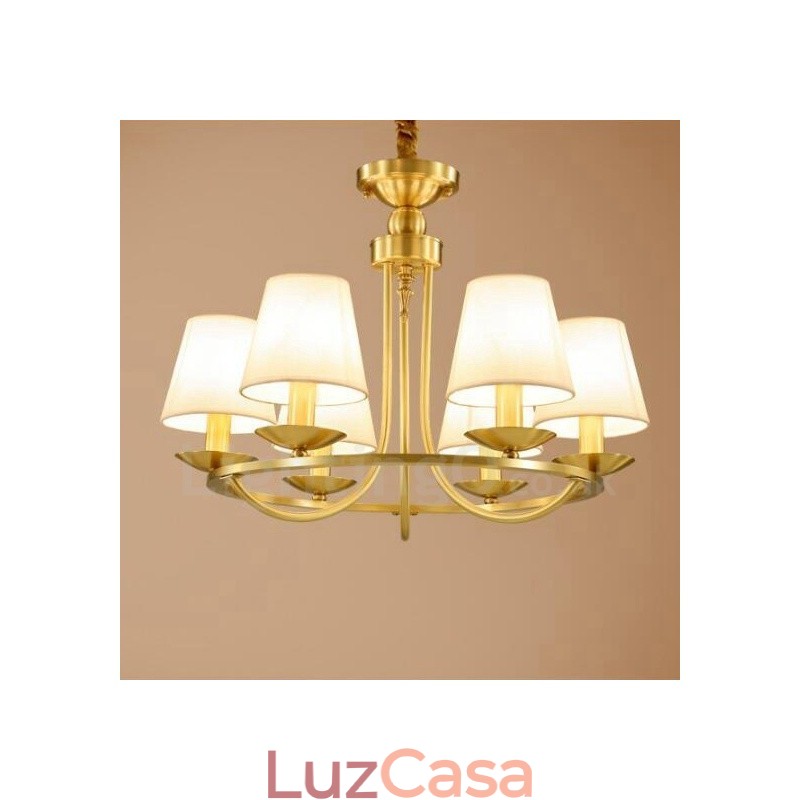 Lustre de cobre integrado de metal rústico com 6 luzes