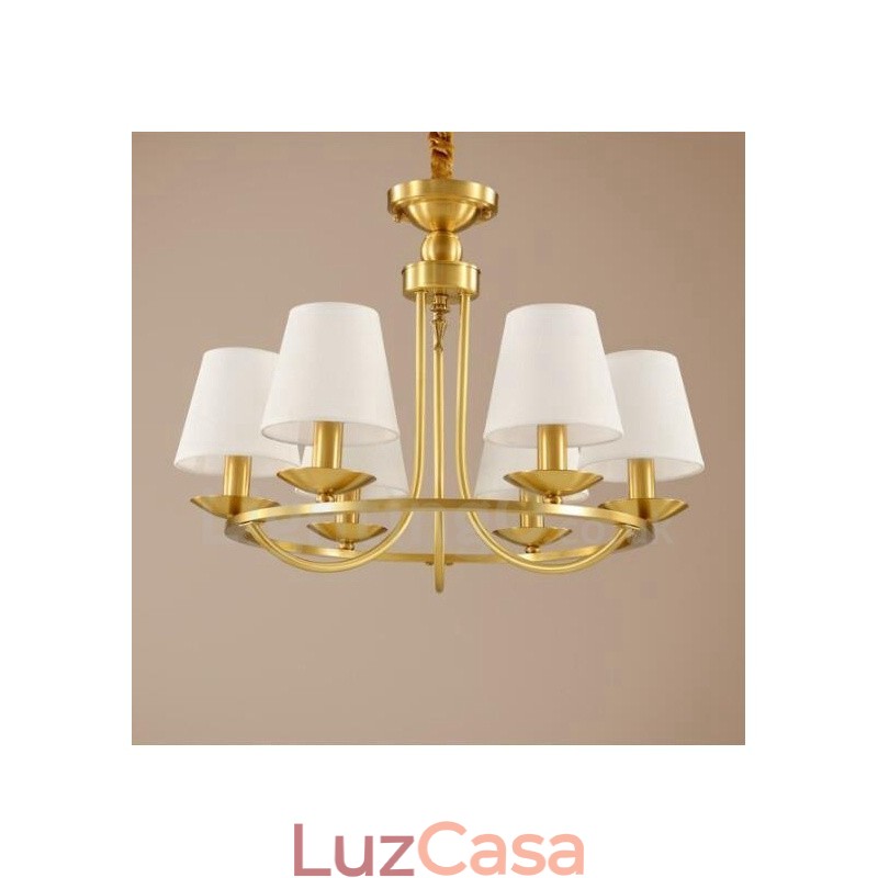 Lustre de cobre integrado de metal rústico com 6 luzes