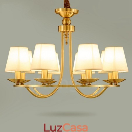 Lustre de cobre integrado em metal rústico com 8 luzes de latão Lustre de cobre integrado em metal rústico com 8 luzes de latão