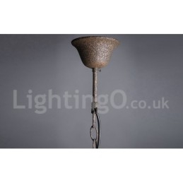 Diâmetro 60CM 80CM Pintura de Cristal Vintage Lustre de Metal Cor Enferrujada Luz Pendente