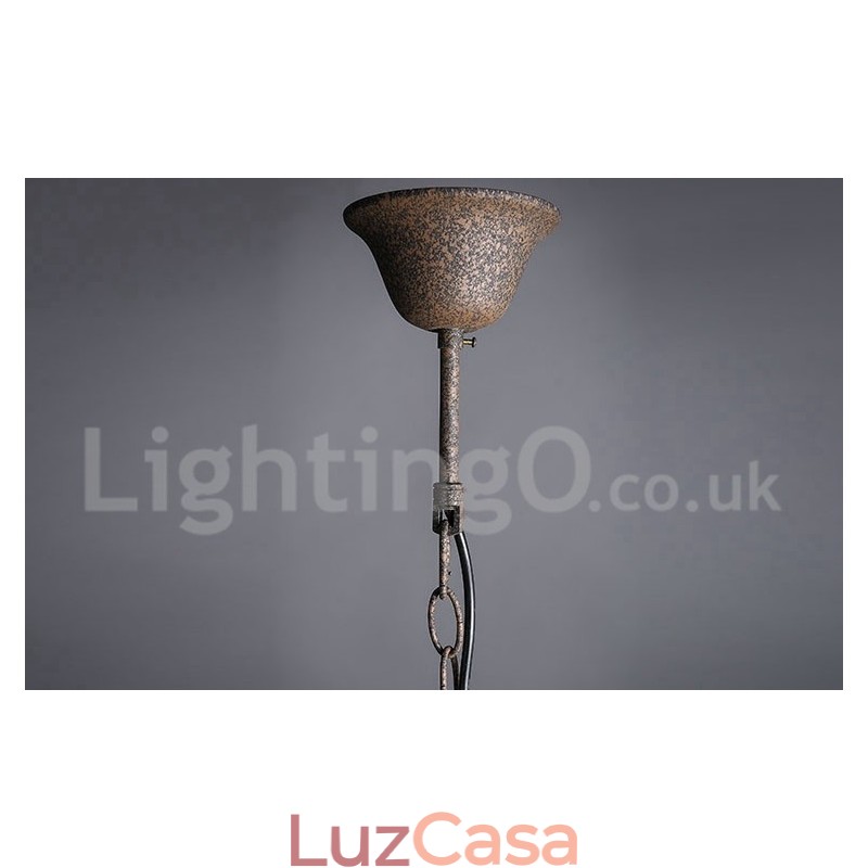 Diâmetro 60CM 80CM Pintura de Cristal Vintage Lustre de Metal Cor Enferrujada Luz Pendente