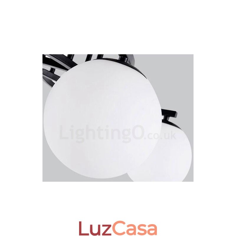 Lustre integrado rústico de 3 luzes com cúpula de vidro
