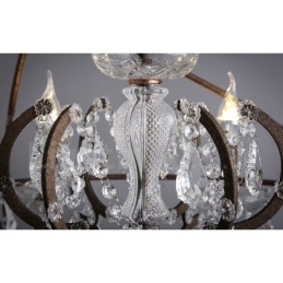 Diâmetro 60CM 80CM Pintura de Cristal Vintage Lustre de Metal Cor Enferrujada Luz Pendente