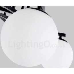 Lustre integrado rústico de 7 luzes com cúpula de vidro