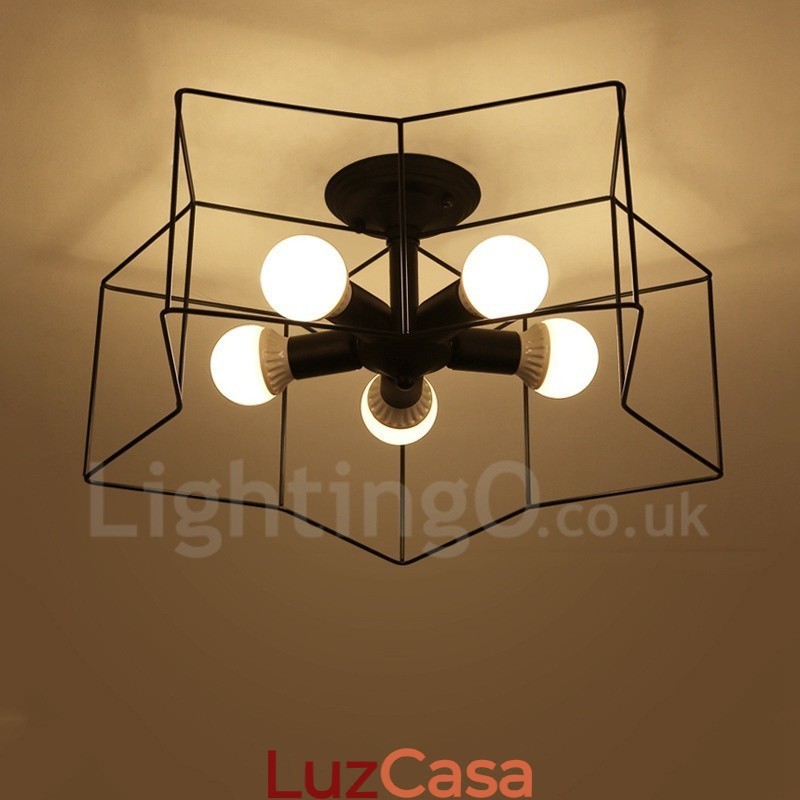 Lustre integrado rústico de 5 luzes