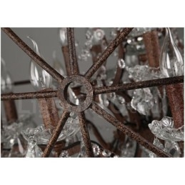 Diâmetro 60CM 80CM Pintura de Cristal Vintage Lustre de Metal Cor Enferrujada Luz Pendente