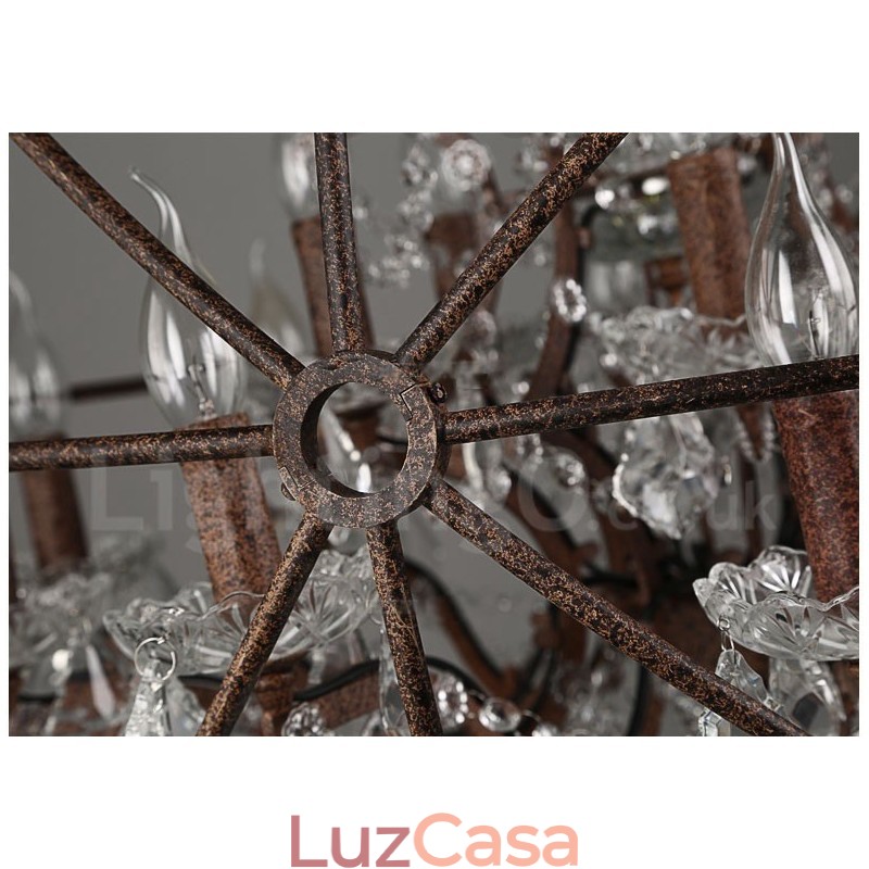 Diâmetro 60CM 80CM Pintura de Cristal Vintage Lustre de Metal Cor Enferrujada Luz Pendente