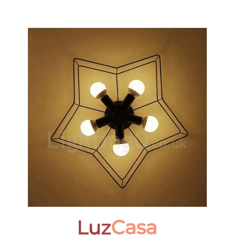 Lustre integrado rústico de 5 luzes