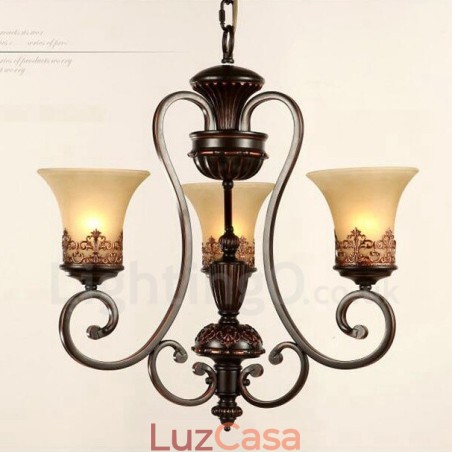 Lustre de metal integrado rústico de 3 luzes Lustre de metal integrado rústico de 3 luzes