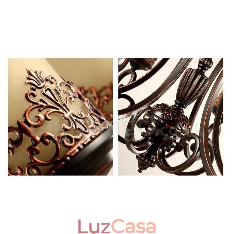 Lustre de metal integrado rústico de 3 luzes
