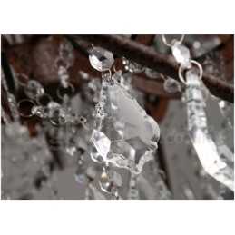 Diâmetro 60CM 80CM Pintura de Cristal Vintage Lustre de Metal Cor Enferrujada Luz Pendente