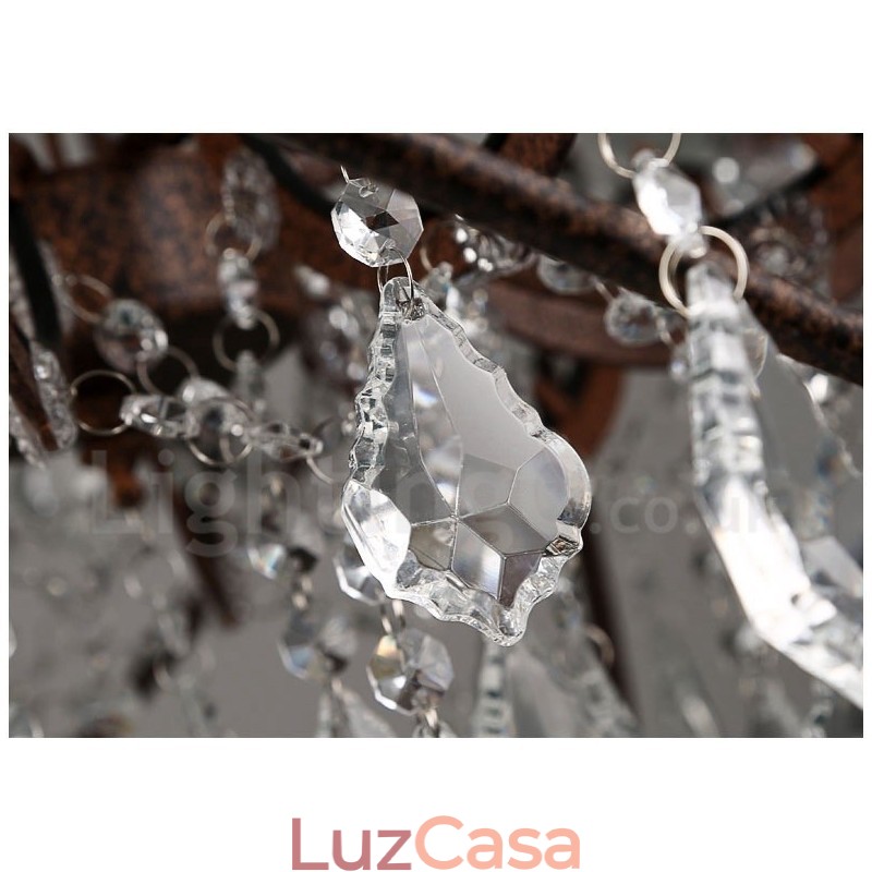 Diâmetro 60CM 80CM Pintura de Cristal Vintage Lustre de Metal Cor Enferrujada Luz Pendente