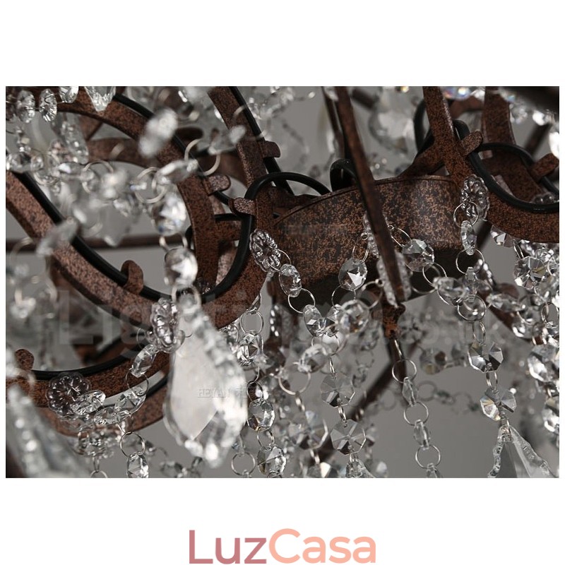 Diâmetro 60CM 80CM Pintura de Cristal Vintage Lustre de Metal Cor Enferrujada Luz Pendente