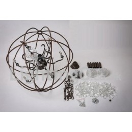 Diâmetro 60CM 80CM Pintura de Cristal Vintage Lustre de Metal Cor Enferrujada Luz Pendente