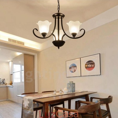 Lustre de metal integrado rústico de 3 luzes