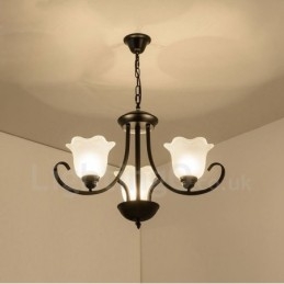 Lustre de metal integrado rústico de 3 luzes