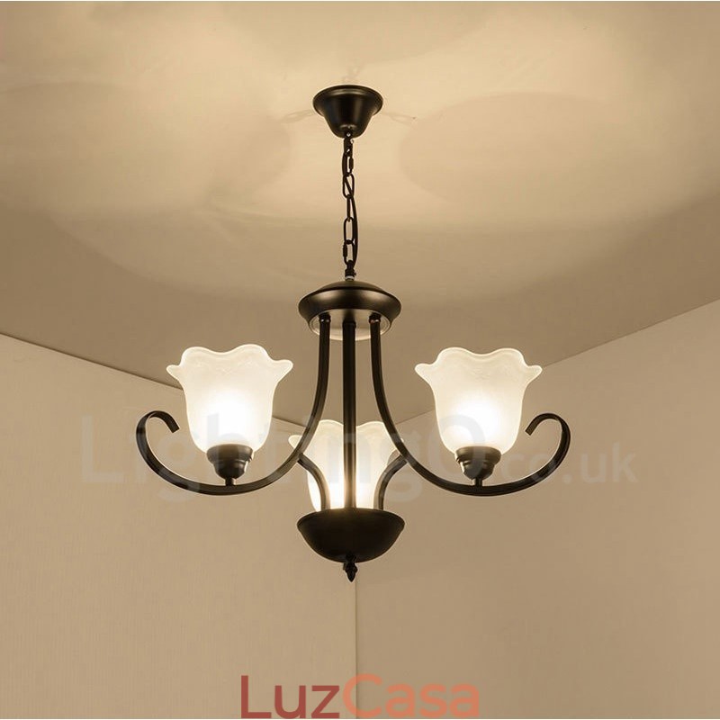 Lustre de metal integrado rústico de 3 luzes