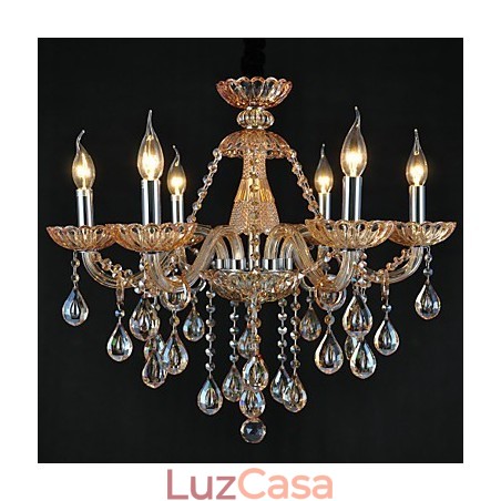 Lustre Cristal Tradicional Clássico Vidro 6 Luzes Lustre Cristal Tradicional Clássico Vidro 6 Luzes