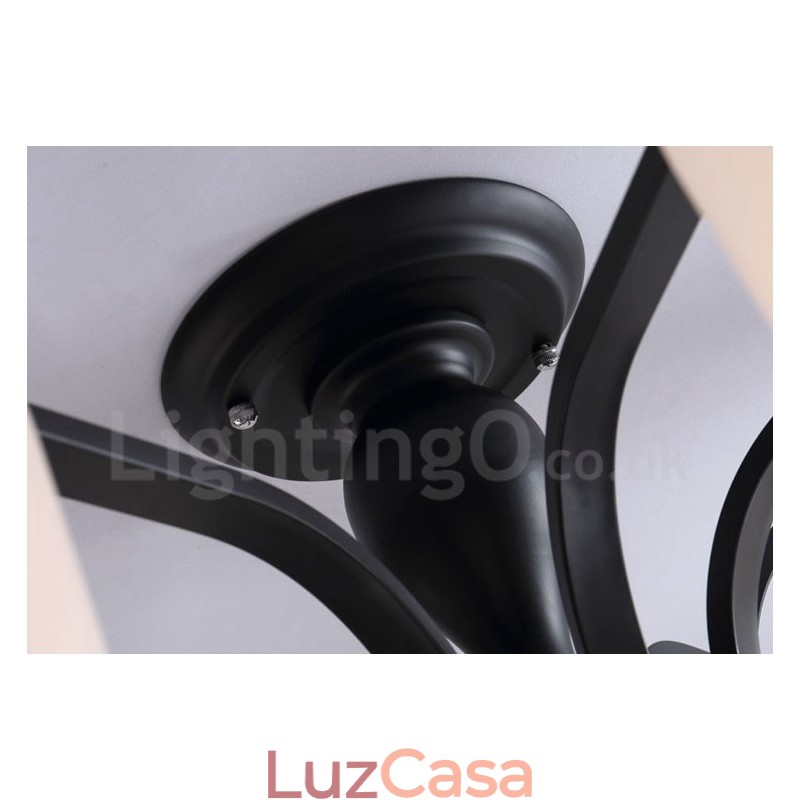 Lustre de metal integrado Country de 5 luzes com cúpula de vidro