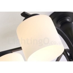 Lustre de metal integrado Country de 8 luzes com cúpula de vidro