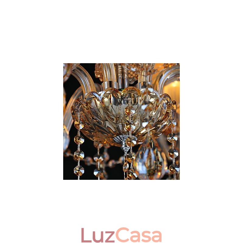 Lustre Cristal Tradicional Clássico Vidro 6 Luzes