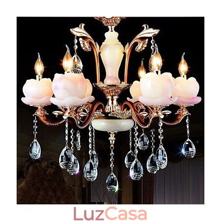 Pingente de cristal de jade de liga de zinco de luxo estilo europeu